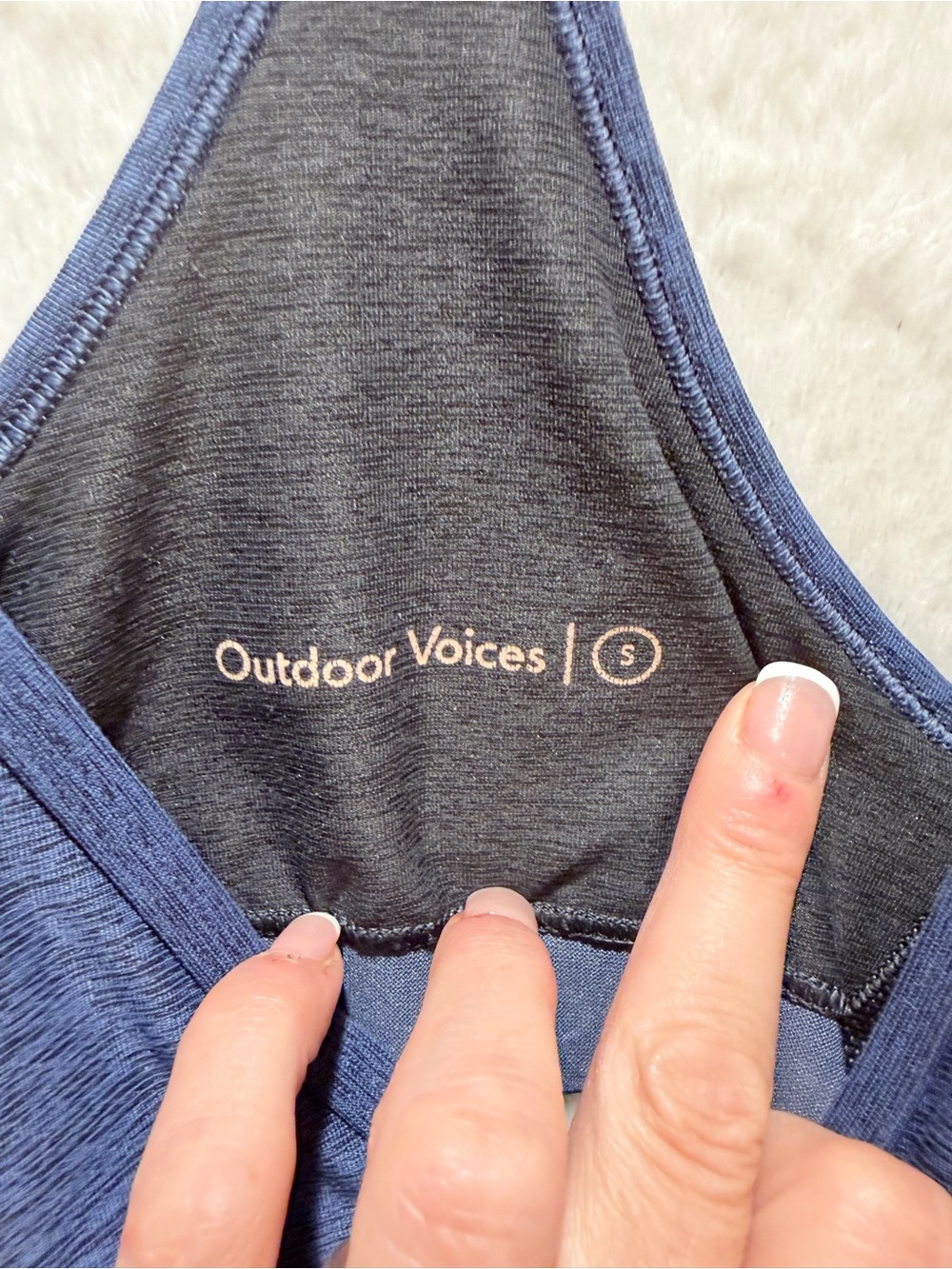 Outdoor Voices Racerback Sports Bra Heathered Navy Padded Sm low support CKB071 View 5